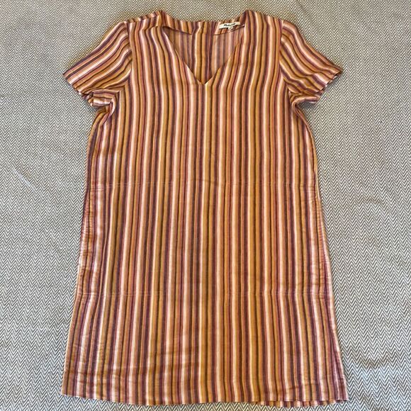 Madewell Button-Back Easy Dress In Rainbow Stripe MIDI Dress Size Small - Picture 4 of 4